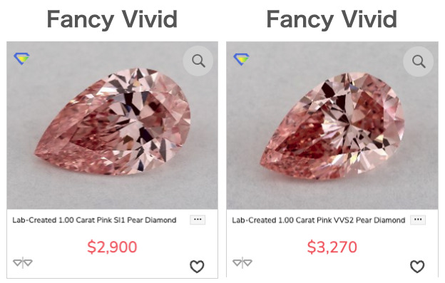 天然のピンクダイヤと人工ピンクダイヤの値段比較